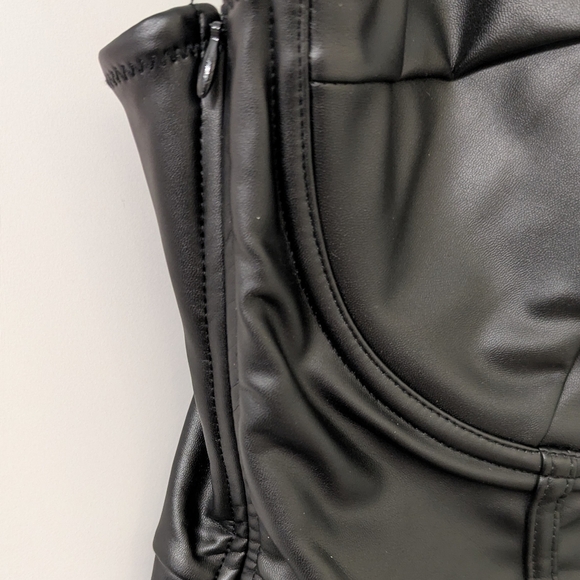 Popilush Sculpting Faux Leather Corset Bodysuit Black XL - Picture 4 of 8